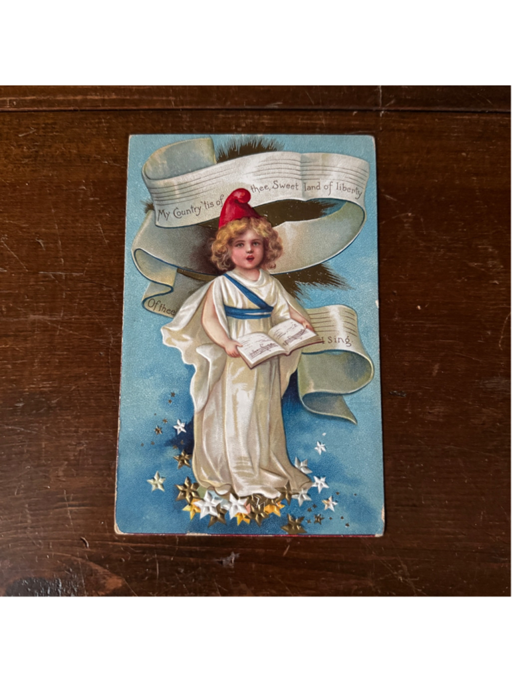 Antique 1909 Patriotic Postcard | My Country ’Tis of Thee